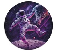 Rompecabezas de 1000 Piezas de Astronauta Jugando al Baloncesto. Regalos. Rompecabezas Redondo de 1000 Piezas para Amantes de los Viajes y Parejas. Juguete desafiante de 67,5 x 67,5 cm.