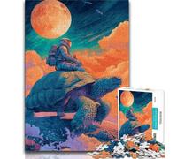 Rompecabezas de 1000 Piezas de Astronauta Montando una Tortuga para Adultos, un Juego desafiante Ideal para Regalar a Toda la Familia (50x75cm)