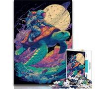 Rompecabezas de 1000 Piezas de Astronauta Montando una Tortuga Rompecabezas de 1000 Piezas para Adolescentes Juguete Educativo Intelectual descompresor Regalo de cumpleaños (50x75cm)