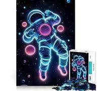 Rompecabezas de 1000 Piezas de Astronauta neón Clean Fit Decor Juego de ingenio Regalo Juego de Tiempo Tranquilo Regalo de cumpleaños Arte (50x75cm)