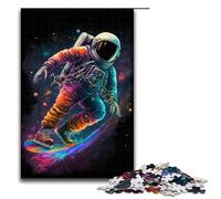 Rompecabezas de 1000 Piezas de Astronauta patinando en el Espacio para Adultos Rompecabezas de Madera Juegos Familiares 75x50cm