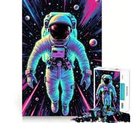 Rompecabezas de 1000 Piezas de Astronauta psicodélico en el Espacio para Adultos Regalos para Fortalecer la Memoria y Relajarse Tiempo de Calidad Artículo de Santa Claus 38x52cm