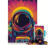 Rompecabezas de 1000 Piezas de Astronauta psicodélico para Adultos Rompecabezas de Memoria Disfrute del Montaje Lento de la Imagen Regalo Creativo 38x52cm