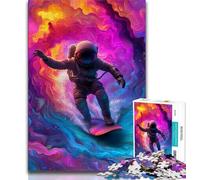 Rompecabezas de 1000 Piezas de Astronauta surfeando en el Espacio para Adultos Regalos Que ayudan a ejercitar el Cerebro Juguetes adictivos para Cultivar la Paciencia Ideal para Parejas (38x26cm)