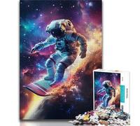 Rompecabezas de 1000 Piezas de Astronauta surfeando en el Espacio para Adultos y Adolescentes Ayuda a ejercitar el Cerebro Juguetes adictivos para Cultivar la Paciencia Una Obra de Arte (75x50cm)