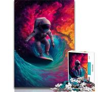 Rompecabezas de 1000 Piezas de Astronauta surfeando en el Espacio para Adultos y Adolescentes Ayuda a ejercitar el Cerebro Juguetes adictivos para Cultivar la Paciencia Un Gran Regalo (38x26cm)