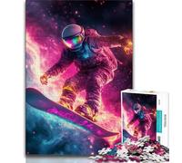 Rompecabezas de 1000 Piezas de Astronauta surfeando en el Espacio para Adultos y Adolescentes Ayuda a ejercitar el Cerebro Juguetes adictivos para Cultivar la Paciencia Una Obra de Arte (75x50cm)