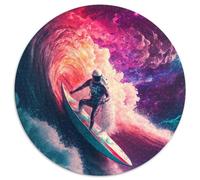 Rompecabezas de 1000 Piezas de Astronauta surfeando Olas para Adultos. Rompecabezas Redondo de 1000 Piezas,Regalo para un desafío Mental,Actividad educativa para Adolescentes (tamaño 67,5 x 67,5 cm).