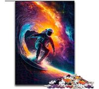 Rompecabezas de 1000 Piezas de Astronauta Surfista Hecho de Madera, lo Que lo Convierte en un Gran Regalo para la diversión Familiar de 50x75cm para la decoración del hogar, Regalo Ideal de Navidad