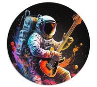 Rompecabezas de 1000 Piezas de Astronauta Tocando la Guitarra Rompecabezas Redondo de 1000 Piezas para Adultos diversión Familiar,Juegos de Fiesta y Regalos de cumpleaños (67,5x67,5cm)