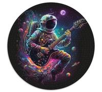 Rompecabezas de 1000 Piezas de Astronauta Tocando la Guitarra Rompecabezas Redondo de cartón Que desarrolla la coordinación Ojo-Mano cumpleaños 1000 Piezas (67,5x67,5cm)