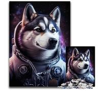 Rompecabezas de 1000 Piezas de Astronauta y Husky para Adultos, Adolescentes y familias. Decoración Hacer tú Mismo y un desafío para el Cerebro. 50x75cm/19,68x29,52 Pulgadas.