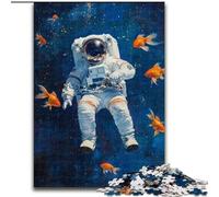 Rompecabezas de 1000 Piezas de Astronauta y pez Dorado para Adultos, Ideal para Mayores de 14 años, Juegos Divertidos, Actividades en casa, Regalos de cumpleaños y de Viaje (tamaño 26x38cm)