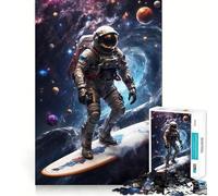 Rompecabezas de 1000 Piezas de astronautas surfistas en el Espacio para Adolescentes Juguete para desarrollar la lógica y la diversión Bordes Suaves Regalo Creativo 50x75cm