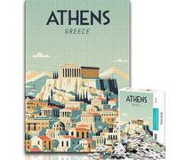 Rompecabezas de 1000 Piezas de Atenas, Grecia, para Adultos y Adolescentes, Ideal para estimular la Inteligencia Cerebral, Juguetes adictivos para la decoración del hogar, 50x75cm