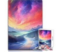 Rompecabezas de 1000 Piezas de Auroras Boreales en Las Montañas para Adolescentes, Actividad educativa Divertida y lógica, Toque cálido Tamaño 50x75cm