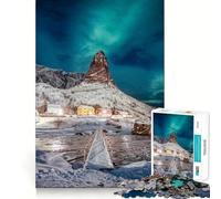 Rompecabezas de 1000 Piezas de Auroras boreales sobre el Monte para Adolescentes Rompecabezas con Efecto de Memoria, luz Relajante, Imagen para armar (38x52cm)
