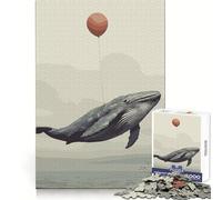 Rompecabezas de 1000 Piezas de Ballena con Globo Pensamiento Claro, distracción Suave, Bordes precisos, Regalo significativo (38x26cm)