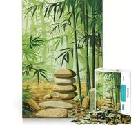 Rompecabezas de 1000 Piezas de bambú y Piedra para jardín,Juego cognitivo,Regalo Divertido y Acogedor,Escena navideña (38x52cm)