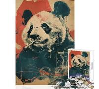 Rompecabezas de 1000 Piezas de Banksy Panda fumando Arte DIY Juguetes Regalos para el Amigo Secreto Juego Educativo con Piezas aleatorias Que se entrelazan (tamaño 50x75cm)