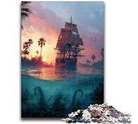 Rompecabezas de 1000 Piezas de Barco Pirata para Adultos, un Juego desafiante Ideal para Regalar a Toda la Familia (75x50cm)