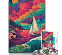 Rompecabezas de 1000 Piezas de Barco psicodélico para Adolescentes y Adultos, decoración artística de Pared y Regalo de cumpleaños para Amigos, Oficina en casa, 50x75cm