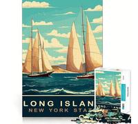 Rompecabezas de 1000 Piezas de Barcos de Vela de Long Island,Corte Exacto,Juguete Inteligente para el Cerebro,Juego para Relajarse,decoración navideña (38x26cm)
