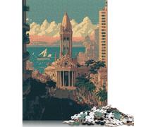 Rompecabezas de 1000 Piezas de Beirut, diseño de píxeles Cuadrados, para Adultos y niños, de Madera, para decoración del hogar, 1000 Piezas (75 x 50 cm)