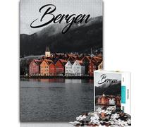 Rompecabezas de 1000 Piezas de Bergen, Noruega, para Adultos Un Juego desafiante, Toda la Familia 38x26cm