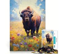 Rompecabezas de 1000 Piezas de Bisonte Americano para Adultos Entrenamiento Cerebral Divertido,Corte Limpio,componentes Resistentes,Actividad Relajante para la Mente (50x75cm)