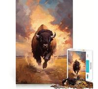 Rompecabezas de 1000 Piezas de Bisonte Americano para Adultos,para Mejorar la Agilidad Mental,Cortado con láser para un Ajuste, Ideal para una Noche de diversión en Familia (38x26cm)