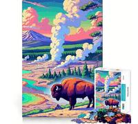 Rompecabezas de 1000 Piezas de bisontes Adultos de Yellowstone diversión,Juego,Corte láser, Tiempo Tranquilo,Ejercicio Mental en casa (50x75cm)