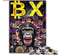 Rompecabezas de 1000 Piezas de Bitcoin Chimpanzee: un Rompecabezas para aliviar el estrés y Pasar el rato en casa, con póster y Hoja de Trivia a Juego (26x38cm)