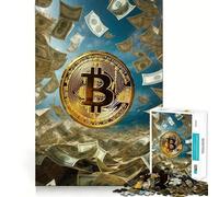 Rompecabezas de 1000 Piezas de Bitcoin y criptomonedas,Juego de precisión para desarrollar Habilidades cognitivas,Juguete para el Tiempo Libre,Regalo Divertido de Navidad (38x52cm)