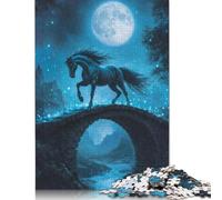 Rompecabezas de 1000 Piezas de Black Horse Ride of Stars para Adultos, Juego Educativo, Juguete de desafío, 1000 Piezas (75 x 50 cm)