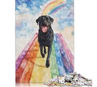 Rompecabezas de 1000 Piezas de Black Lab Rainbow Bridge para Adolescentes, Adultos, Juegos educativos, Juguetes de Bricolaje, 1000 Piezas (75 x 50 cm)