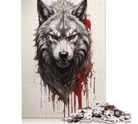 Rompecabezas de 1000 Piezas de Blood Wolf para Adultos, de cartón, Ideal para Actividades Familiares, Regalos navideños, 1000 Piezas (75 x 50 cm)