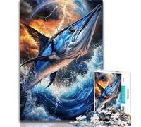 Rompecabezas de 1000 Piezas de Blue Marlin para Adolescentes Juego desafiante y Familiar Regalo de Amigo Secreto 26x38cm