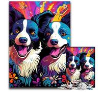Rompecabezas de 1000 Piezas de Border Collie para Adultos, Ideal para Parejas, Navidad, Año Nuevo y San Valentín, 50x75cm/19,68x29,52 Pulgadas.