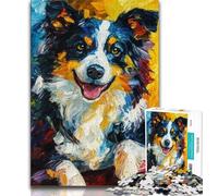 Rompecabezas de 1000 Piezas de Border Collie para Adultos Juguetes educativos de Aprendizaje Juegos Familiares Regalos para Amigos y Familiares 75x50cm