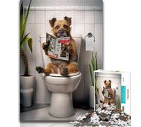 Rompecabezas de 1000 Piezas de Border Terrier en el baño para Adolescentes, Juegos educativos, decoración del hogar y Regalo para Toda la Familia (38x26cm)