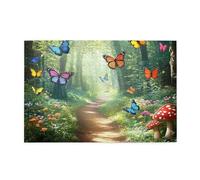 Rompecabezas de 1000 piezas de bosque de hongos rojos de mariposa colorida para adultos, rompecabezas de madera para adultos, regalos para decoración del hogar