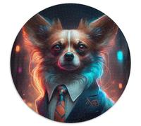 Rompecabezas de 1000 Piezas de Boss Chihuahua para Adultos, Rompecabezas Redondos de 1000 Piezas para Adultos, Regalo de desafío Mental, Actividad educativa para Adolescentes, 67,5 x 67,5 cm