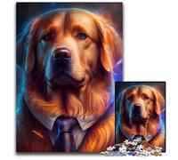 Rompecabezas de 1000 Piezas de Boss Golden Retriever para Adultos, Ideal como decoración artística o Regalo de cumpleaños, 26x38cm/10,23x14,96 Pulgadas.