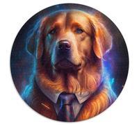 Rompecabezas de 1000 Piezas de Boss Golden Retriever para Adultos, Rompecabezas Redondo de 1000 Piezas, Rompecabezas de Alta dificultad para Adolescentes, 67,5 x 67,5 cm