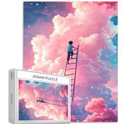 Rompecabezas de 1000 piezas de Boy on The Dream Ladder para adultos, arte de cielo rosa, rompecabezas colorido para decoración del hogar, regalos, rompecabezas familiar, perfecto para noches de juegos