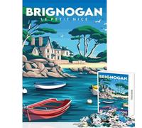 Rompecabezas de 1000 Piezas de Brignogan Le Petit Nice póster de Viaje decoración del hogar Juguetes Gran Regalo para Juegos Juego práctico difícil y desafiante tamaño 38x26cm