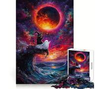 Rompecabezas de 1000 Piezas de Bruja, Gato y Fantasma para Adolescentes Actividad de Ocio y Ejercicio Inteligente Cierre sin Costuras Regalo de cumpleaños (38x26cm)