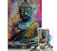 Rompecabezas de 1000 Piezas de Buddha Graffiti, un Juego desafiante para Disfrutar en Familia Toda la Familia 75x50cm