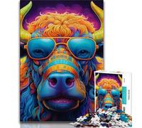 Rompecabezas de 1000 Piezas de búfalo para Adultos y Adolescentes, desafío de Inteligencia Cerebral, Juguetes adictivos para decoración del hogar (38x26cm)